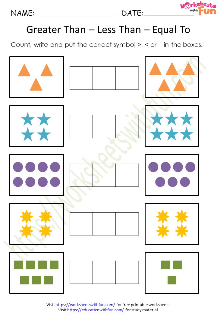 Course Maths Class 1 WWF   Greater Than%2C Less Than And Equal To Worksheet 7 